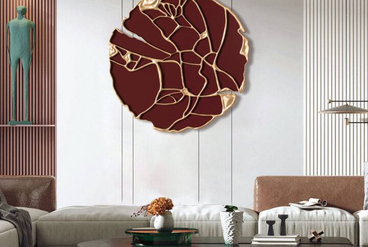 Living Room Luxury Iron Wall Decoration Modern Round Metal Wall Pendant For Hallway Dining Room Simple Home Decoration 60cm Accessories ART, MIRRORS & CLOCKS Wall Art