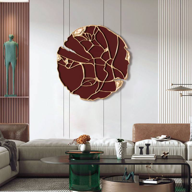 Living Room Luxury Iron Wall Decoration Modern Round Metal Wall Pendant For Hallway Dining Room Simple Home Decoration 60cm