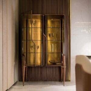 Glamorous Tall Corner Glass Cabinet