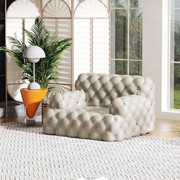 Sensational Leather White Chesterfield Sofa