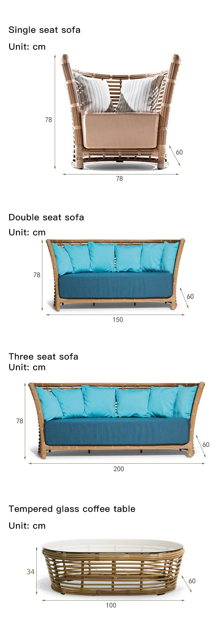 Open-Air Patio Sofa Tempered Glass Coffee Table Garden High-Back Rattan Chair Living Room Villa Garden Outdoor Furniture Set Open-Air Patio Sofa Tempered Glass Coffee Table Garden High-Back Rattan Chair Living Room Villa Garden Outdoor Furniture Set