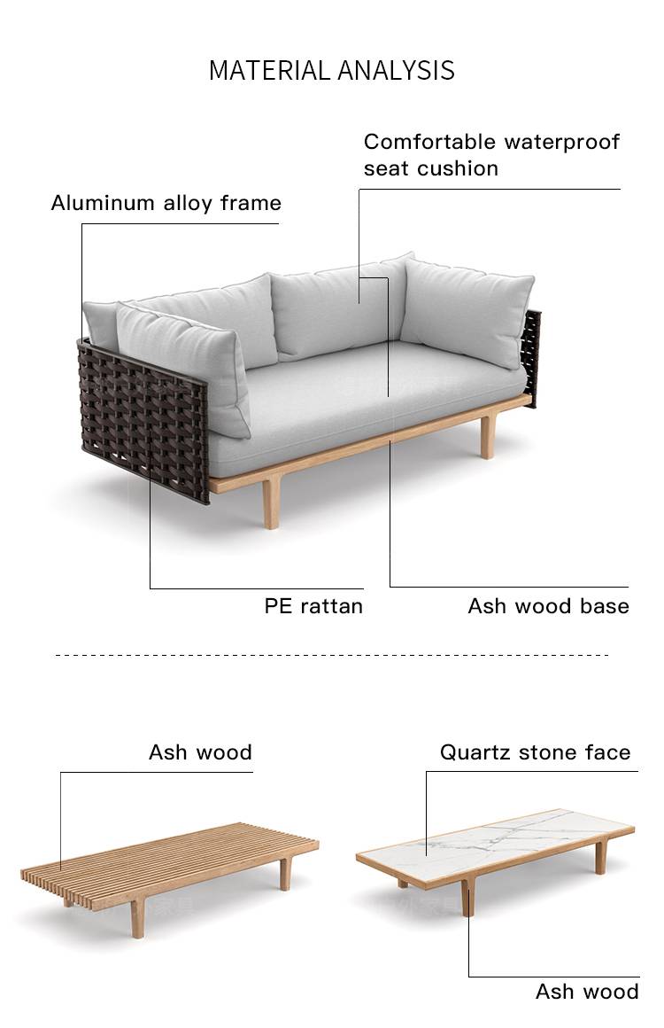 Nordic Outdoor Furniture Rattan Sofa For Balcony Small Coffee Table Combination Living Room Garden Chair Courtyard Leisure Couch Nordic Outdoor Furniture Rattan Sofa For Balcony Small Coffee Table Combination Living Room Garden Chair Courtyard Leisure Couch