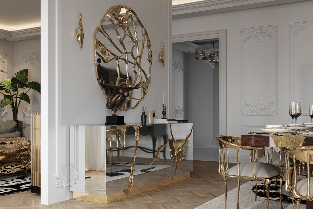 A Deep Dive into Artistry and Details 49 Details:Luxurious Lapiaz Sideboard by Boca do Lobo, showcasing intricate cracked surface design and high-gloss finish.