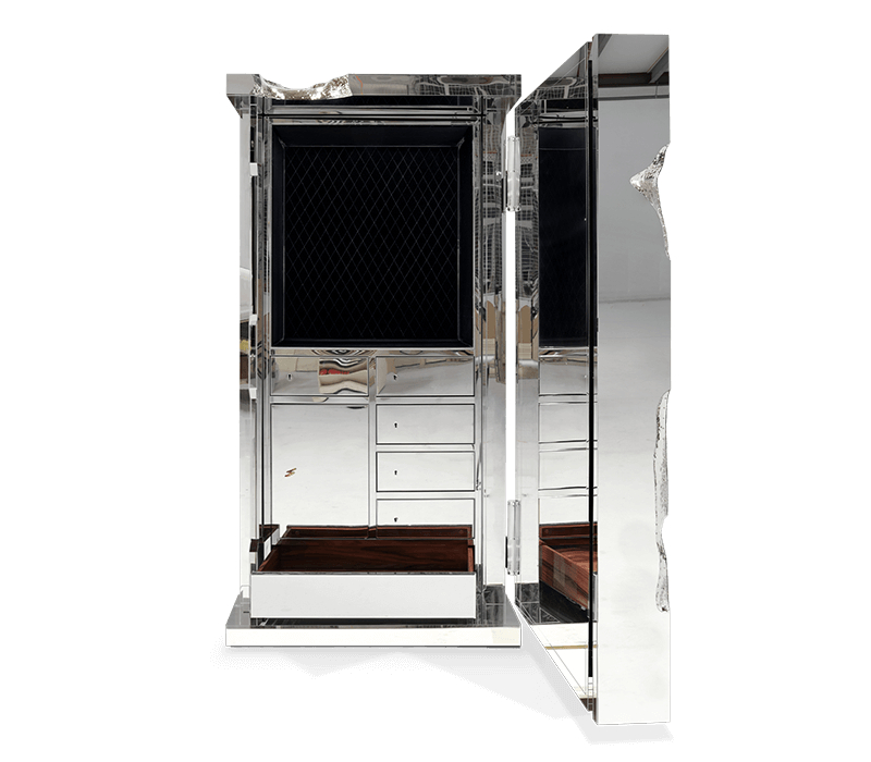 A Deep Dive into Artistry and Details 75 Details: Robust Millionaire Safe by Boca do Lobo, with industrial aesthetic, metallic finish, and intricate locking mechanisms.