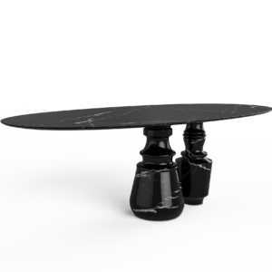 pietra oval nero marquina dining table