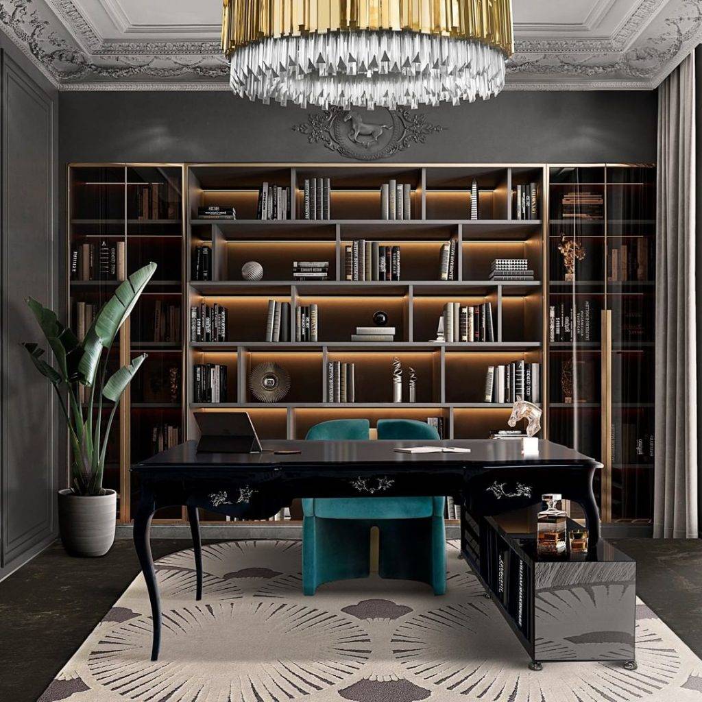 Home Office Designs That Empower Creativity 67 classic home office with a black desk
